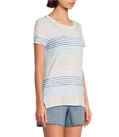 Tommy Bahama Ashby Isles Seabright Stripe Slub Ribbed Knit Crew Neck Short Sleeve Tee