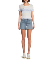 Tommy Bahama Ashby Isles Seabright Stripe Slub Ribbed Knit Crew Neck Short Sleeve Tee