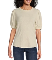 Tommy Bahama Ashby Isles Slub Rib Crew Neck Short Puff Sleeve Top