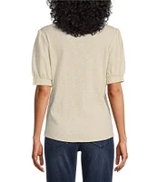Tommy Bahama Ashby Isles Slub Rib Crew Neck Short Puff Sleeve Top