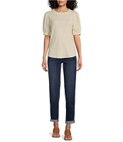 Tommy Bahama Ashby Isles Slub Rib Crew Neck Short Puff Sleeve Top
