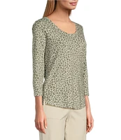 Tommy Bahama Ashby Safari Spot Scoop Neck 3/4 Sleeve Tee Shirt