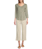 Tommy Bahama Ashby Safari Spot Scoop Neck 3/4 Sleeve Tee Shirt