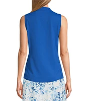 Tommy Bahama Aubrey Peached Jersey Solid Half Zip Mock Neck Sleeveless Top