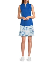 Tommy Bahama Aubrey Peached Jersey Solid Half Zip Mock Neck Sleeveless Top