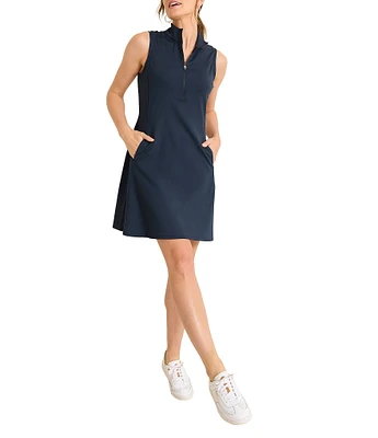 Tommy Bahama Aubrey Quarter Zip Mock Neck Sleeveless UPF 30 Dress