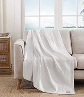 Tommy Bahama Bamboo Woven White Yarn Dyed Bed Blanket