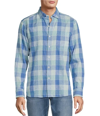 Tommy Bahama Barbados Breeze Beach Day Checked Long Sleeve Linen Blend Shirt