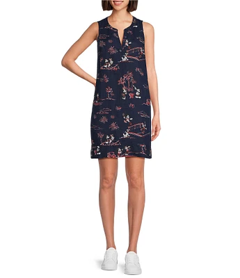 Tommy Bahama Barbecue Disney Blastoff Linen Blend Split V-Neck Shift Dress