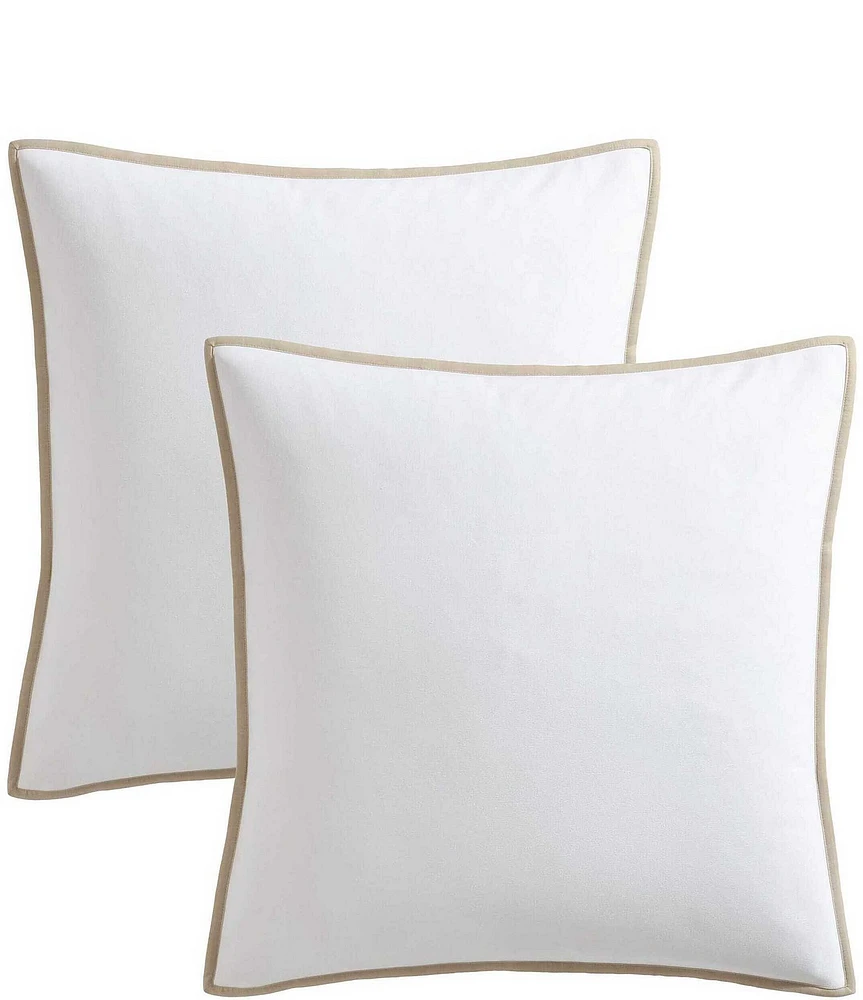 Tommy Bahama Basic Canvas Contrast Trim Euro Shams, Set of 2