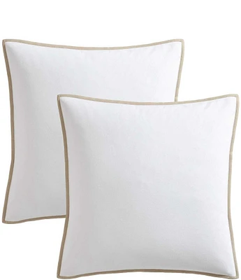 Tommy Bahama Basic Canvas Contrast Trim Euro Shams, Set of 2