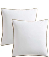 Tommy Bahama Basic Canvas Contrast Trim Euro Shams, Set of 2