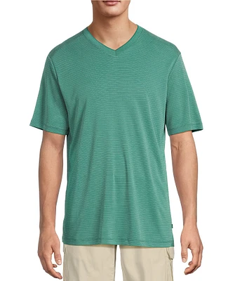 Tommy Bahama Bay Stripe V-Neck Short Sleeve T-Shirt