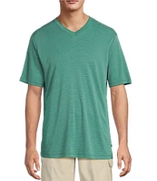 Tommy Bahama Bay Stripe V-Neck Short Sleeve T-Shirt