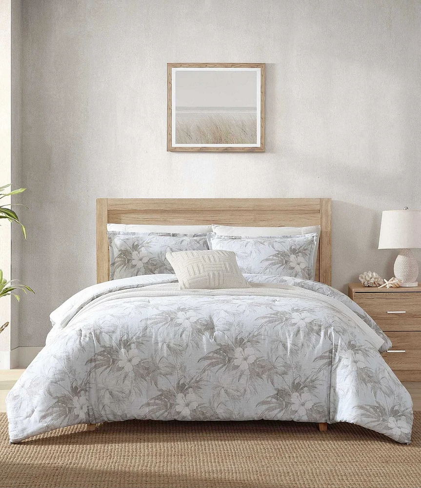 Tommy Bahama Beachway Blooms Grey Reversible Comforter Mini Set