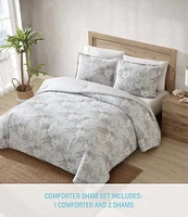 Tommy Bahama Beachway Blooms Grey Reversible Comforter Mini Set