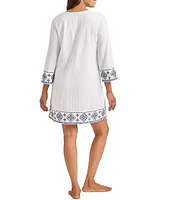 Tommy Bahama Bella Breeze Embroidered Tunic Swim Cover-Up Dress