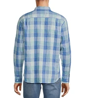 Tommy Bahama Big & Tall Barbados Breeze Beach Day Checked Long Sleeve Linen-Blend Shirt