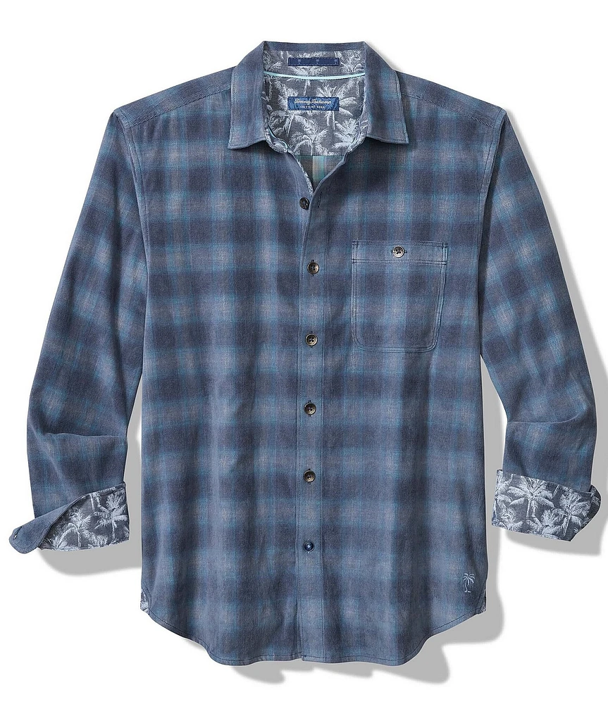 Tommy Bahama Big & Tall Coastline Ombre-Checked Long Sleeve Corduroy Shirt