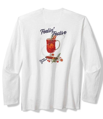 Tommy Bahama Big & Tall Feelin' Festive Long Sleeve Lux Graphic T-Shirt