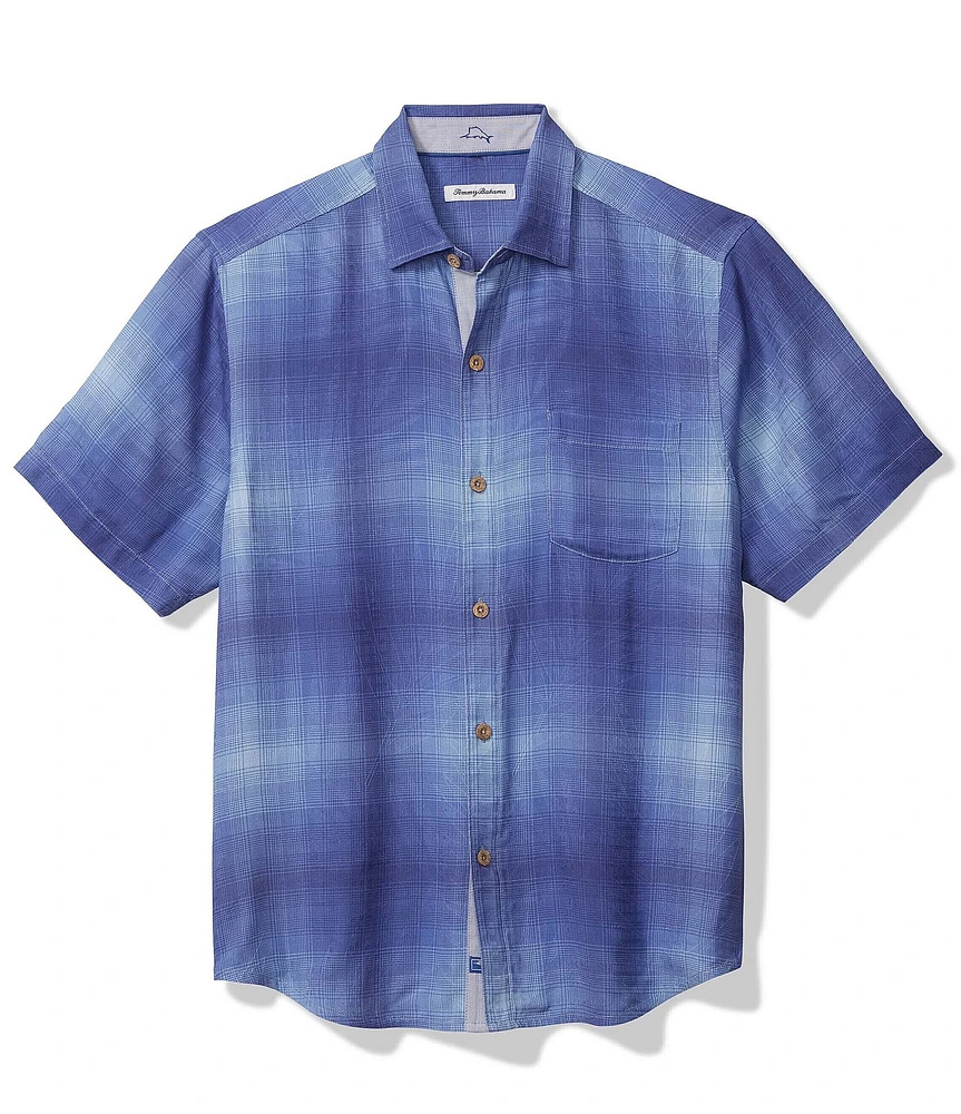 Tommy Bahama Big & Tall Madera Ombre Plaid Short Sleeve Woven Shirt