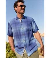 Tommy Bahama Big & Tall Madera Ombre Plaid Short Sleeve Woven Shirt