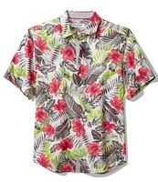 Tommy Bahama Big & Tall Short Sleeve Hibiscus Print Woven Shirt