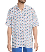 Tommy Bahama Big & Tall Veracruz Cay Flamingo Mingle Short Sleeve Woven Shirt