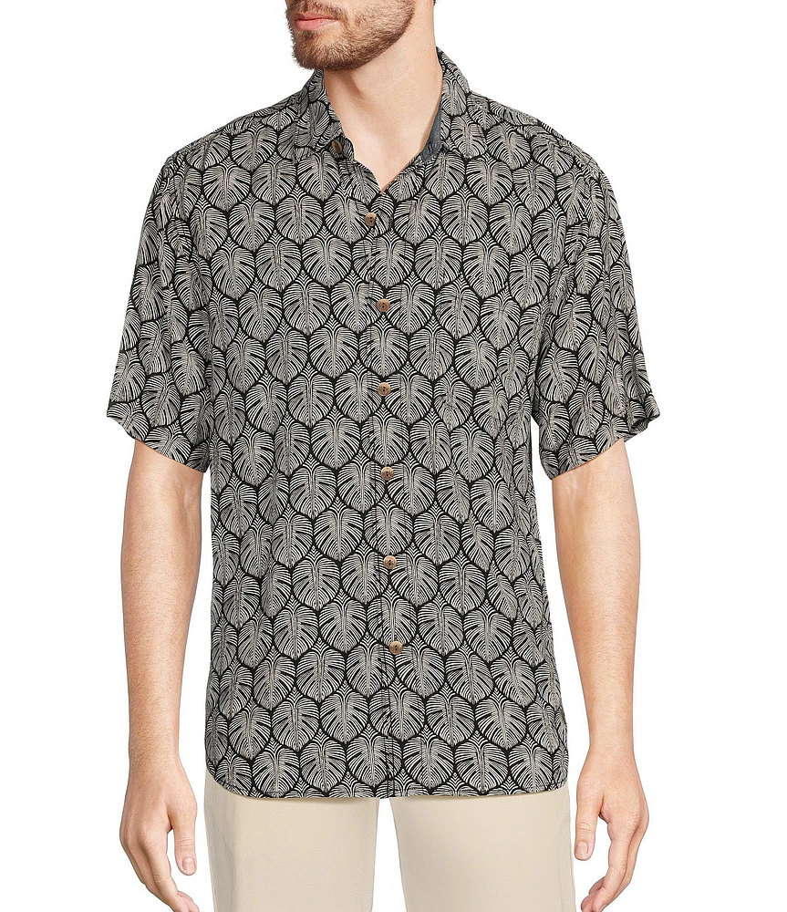 Tommy Bahama Big & Tall Veracruz Cay Monstera Tiles Short Sleeve Woven Shirt