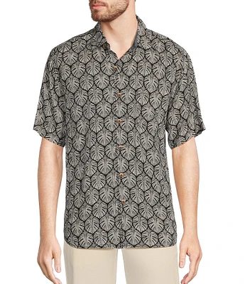 Tommy Bahama Big & Tall Veracruz Cay Monstera Tiles Short Sleeve Woven Shirt