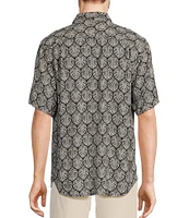 Tommy Bahama Big & Tall Veracruz Cay Monstera Tiles Short Sleeve Woven Shirt