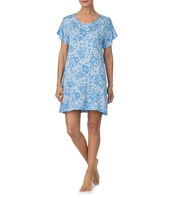 Tommy Bahama Floral Print Short Sleeve Round Neck Knit Sleepshirt