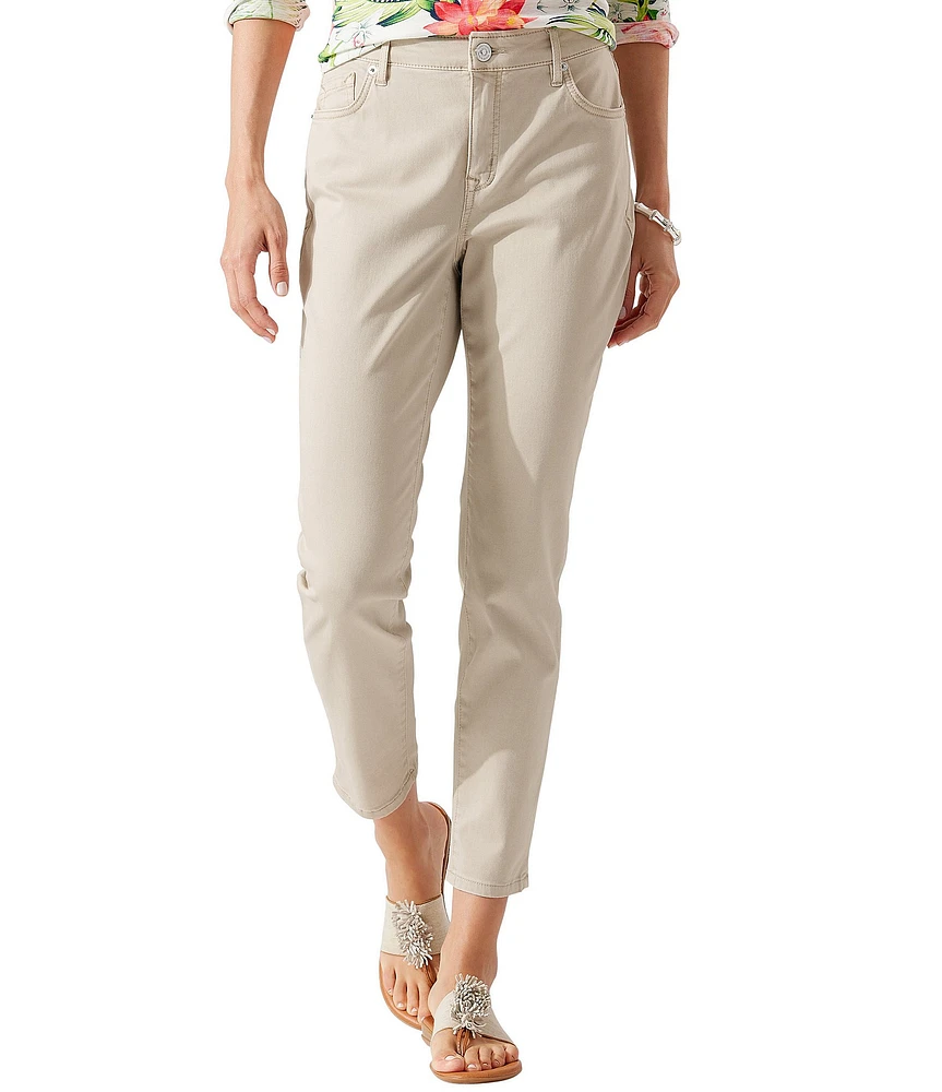 Tommy Bahama Boracay Beach Cotton Blend Stretch Sateen High Rise Ankle Jeans