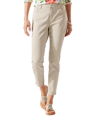 Tommy Bahama Boracay Beach Cotton Blend Stretch Sateen High Rise Ankle Jeans