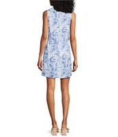 Tommy Bahama Bravo Blooms Linen Split Ruffle Neckline Short Sleeve Shirt Dress