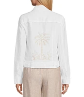 Tommy Bahama Breezy Palm Embroidered Linen Notch Collar Long Sleeve Jacket