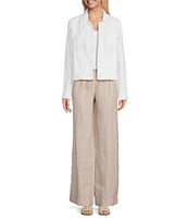 Tommy Bahama Breezy Palm Embroidered Linen Notch Collar Long Sleeve Jacket
