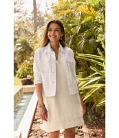 Tommy Bahama Breezy Palm Embroidered Linen Notch Collar Long Sleeve Jacket