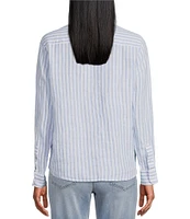Tommy Bahama Cabana Woven Striped Print Point Collar Long Sleeve Shirt