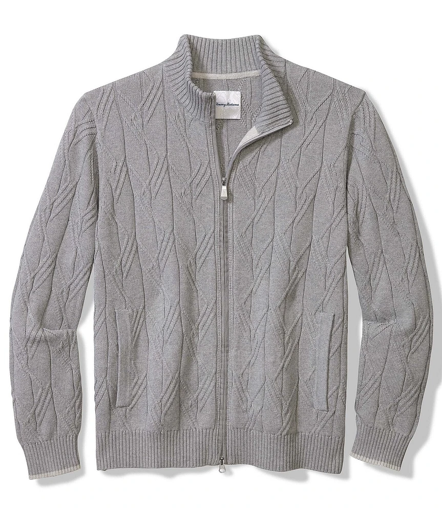 Tommy Bahama Capital Cable Knit Full-Zip Cardigan