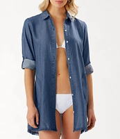 Tommy Bahama Chambray Boyfriend Swim Cover Up Shirt