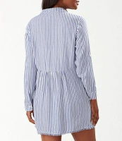 Tommy Bahama Chambray Stripe Boyfriend Shirt Swim Cover-Up