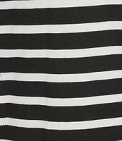 Tommy Bahama Coastal Cabana Horizontal Striped Jersey Collared Split-V Neck Short Sleeve Dress