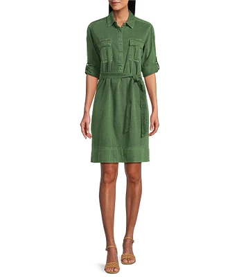 Tommy Bahama Coastal Twill Short Sleeve Button Front Shirt Dress