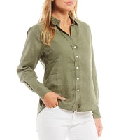 Tommy Bahama Coastalina Linen Point Collar Long Sleeve Button Front Top