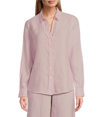 Tommy Bahama Coastalina Linen Point Collar Long Sleeve Button Front Top