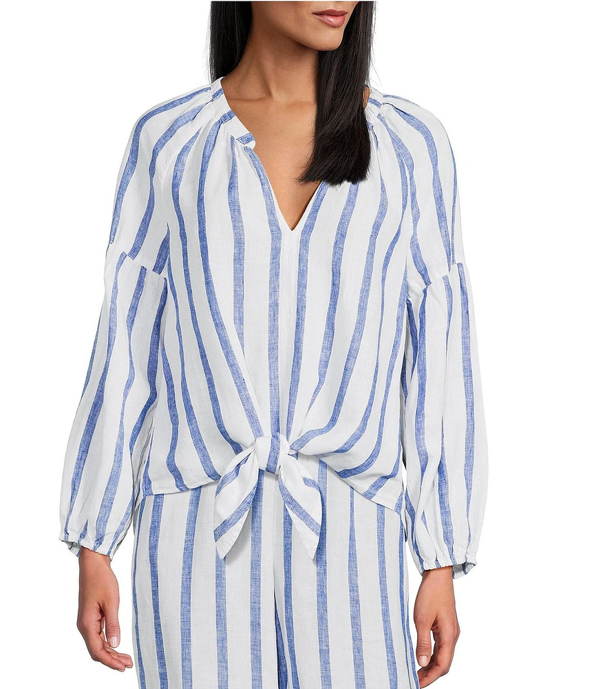 Tommy Bahama Coastalina Linen Long Sleeve Coordinating Tie Front Top