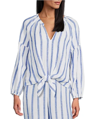 Tommy Bahama Coastalina Linen Long Sleeve Coordinating Tie Front Top
