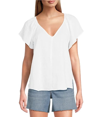 Tommy Bahama Coastalina Linen V-Neck Flutter Top