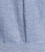 Tommy Bahama Coastalina Solid Cross Dyed Linen Plain Weave Point Collared Popover Midi Dress
